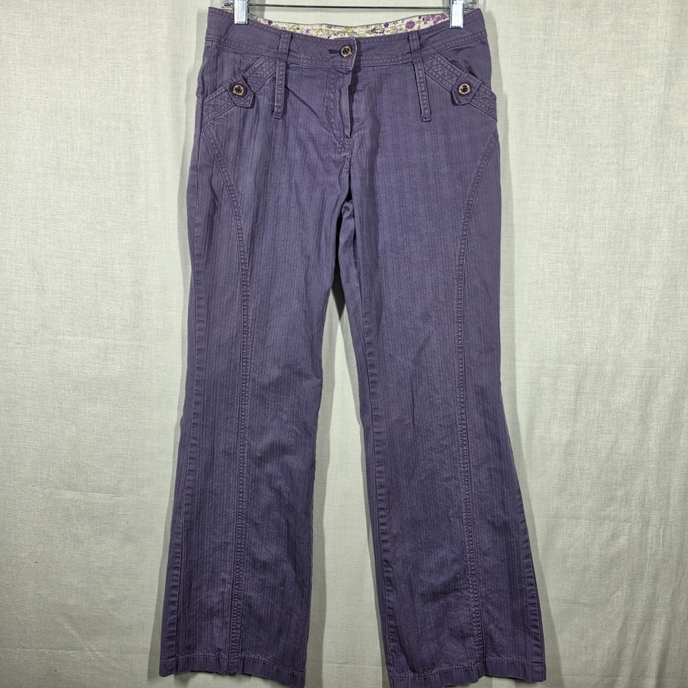 Blue Label Pants Womens Medium Purple Herringbone Flare Leg Y2K Trousers